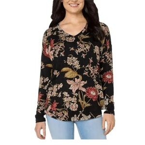 Well Worn Black Floral Women's Blouse